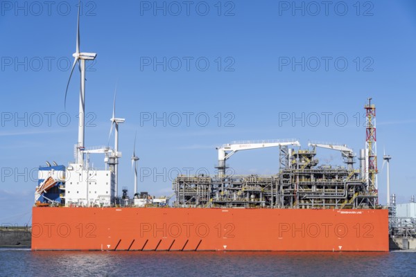 EemsEnergyTerminal, floating LNG terminal in the seaport of Eemshaven, tankers bring liquefied