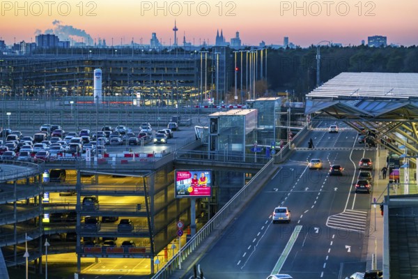 Cologne-Bonn Airport car park, Cologne city centre skyline, Cologne Cathedral, North