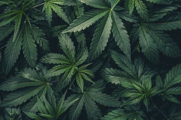 Top view of Cannabis plants. KI generiert, generiert AI generated