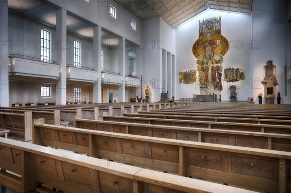 Interior view of the northern side gallery, choir, altar, Cathedral Church of St Eberhard,