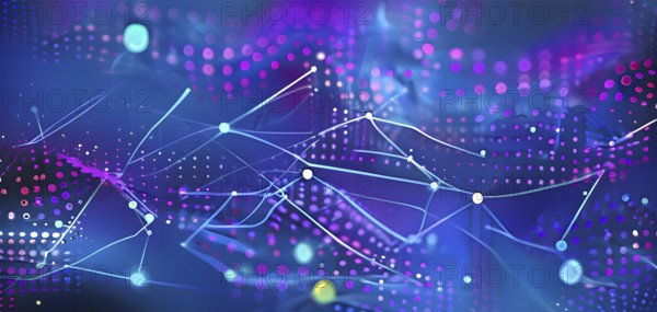 Artificial intelligence, lines, dots and pattern, vibrant blue and purple hues, abstract wallpaper