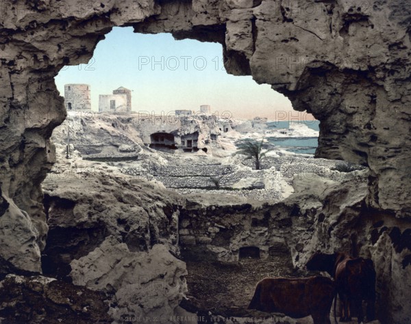 Alexandria, the catacombs of El Meks, Egypt, Historical, digitally restored reproduction from a