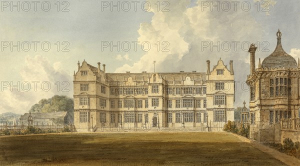 South view of Montacute House, a late Elizabethan mansion in Montacute, South Somerset, England,