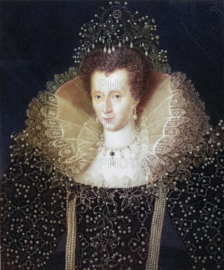 Elizabeth I, 1533-1603, Queen of England. From the book Gallery of Portraits, published in 1833,