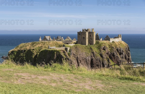 Dunnottar Castle is a ruined castle in Aberdeenshire, Scotland, photographed in September, United