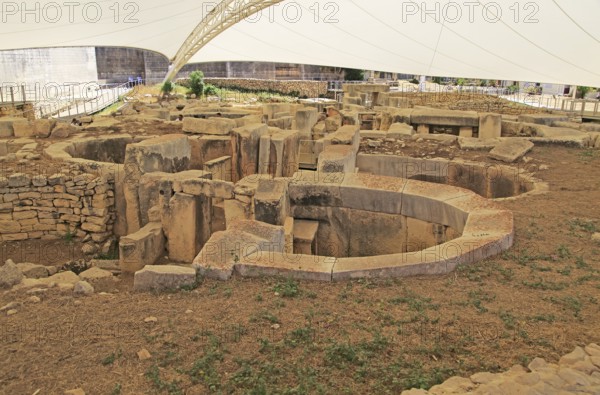 Tarxien neolithic megalithic prehistoric temple complex site, Malta, Europe