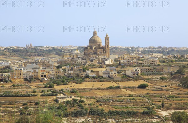 Rotunda domed roof of church of St John the Baptist, village of Xewkija, island of Gozo, Malta,