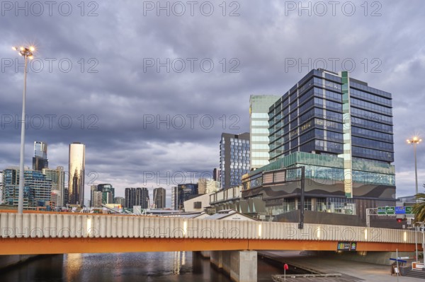Landscape of Melbourne south wharf skyline at Docklands the yarra river at spring, Australia,