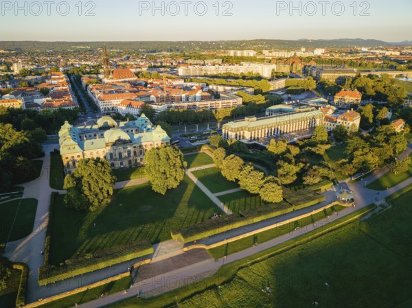 Japanese Palace and Hotel Bellevue from above, Dresden, Saxony, Germany, Europe