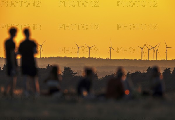 The Drachenberg in Berlin is well visited at sunset. A wind farm near Nauen in Brandenburg can be