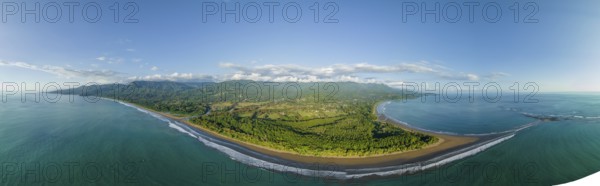 Aerial view, panorama, Marino Ballena National Park, Osa National Park, dream beach and sea of the
