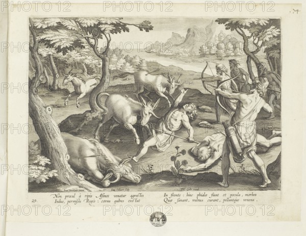 Venationes ferarum, avium, piscium, Hunts for Wild Animals, Birds and Fish, Unicorn Hunt, 1596,