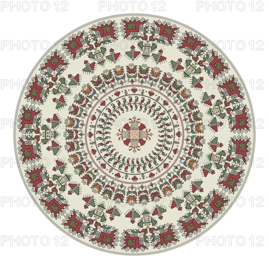 Traditional Bulgarian embroidery design element over white background