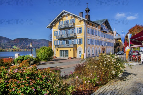 Town hall on the lakeshore. Location Tegernsee, Tegernsee, Tegernsee Valley, Mangfall mountains,