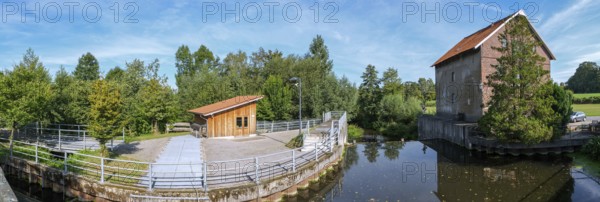 Alfers Mühle, dam and former watermill on the Berkel, Gescher, Münsterland, North Rhine-Westphalia,