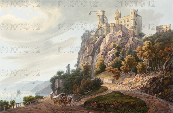 Rheinstein Castle, also known as Voitsberg Castle or Vaitzburg Castle, is a Spornburg in the upper