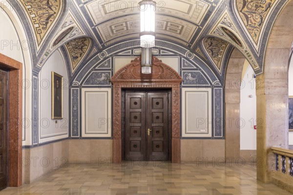 Wandelhalle, interior design of the town hall in Chemnitz, Saxony, Germany, Europe
