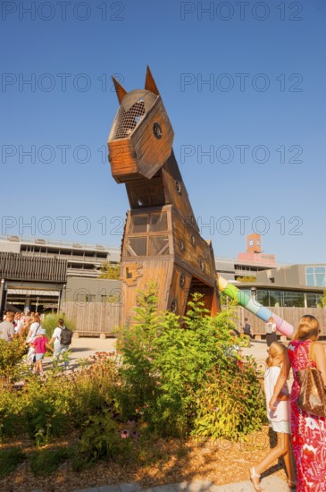 Trojan horse, accessible for children, during Cavalluna summer camp, at SHOWPALAST MÜNCHEN, the