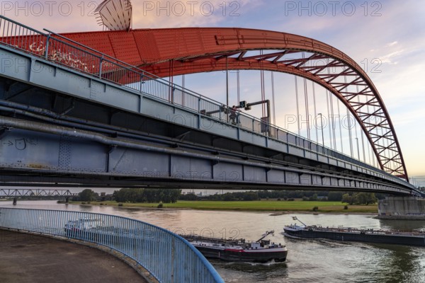 The Bridge of Solidarity, the longest tied-arch bridge in Germany, over the Rhine from