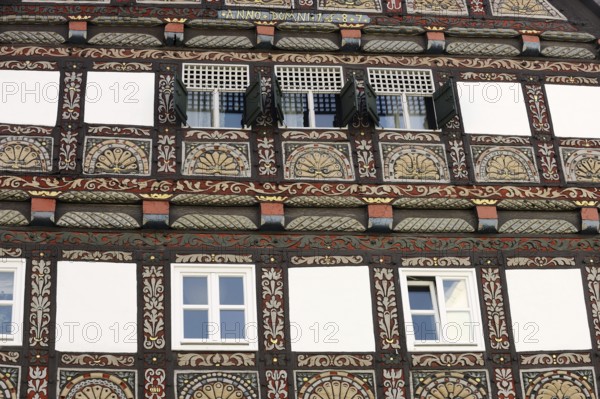 Facade of a half-timbered house, Lemgo, North Rhine-Westphalia, Germany, Europe