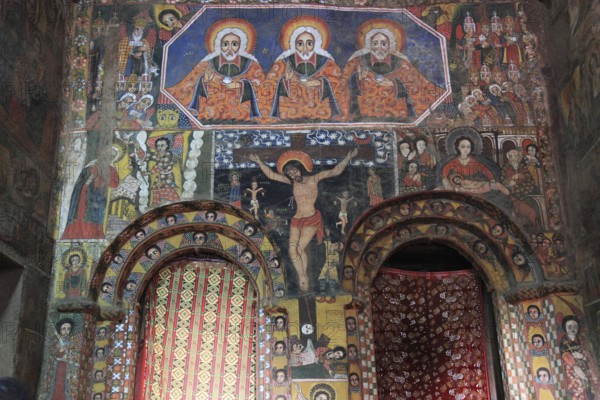 Amhara region, near Gondar, Gonder, mural painting in the church of Debre Berhan Selassie, built in