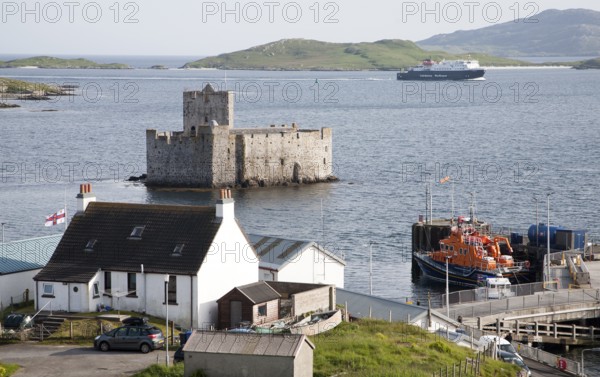 Caledonian MacBrayne ferry at Castlebay the largest settlement in Barra, Outer Hebrides, Scotland,