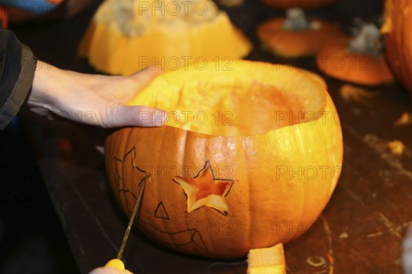 Pumpkin carving for Halloween