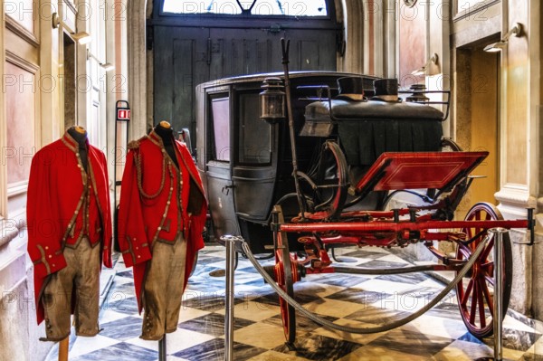 Carriage in the entrance area, Palazzo Rvoltella, palace and modern art gallery, a total work of