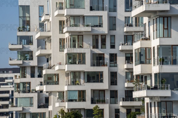 Residential buildings, apartment buildings, condominiums, at the harbour, Havneholmen, near
