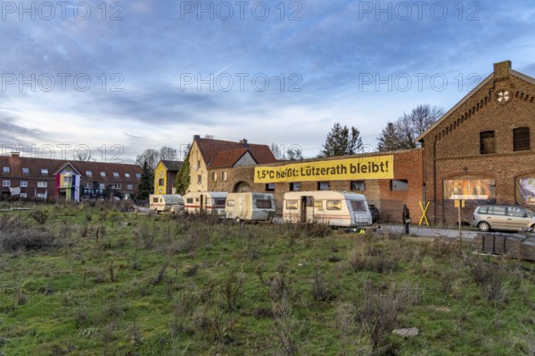 Camp of climate activists in the rest of the village of Lützerath, the last place to be excavated