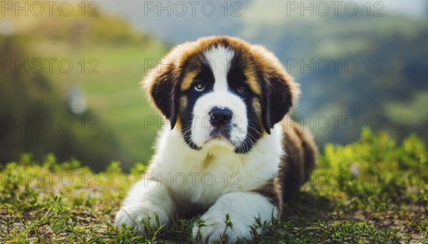 Pets, dog, Saint Bernard, puppy, AI-generated, AI generated