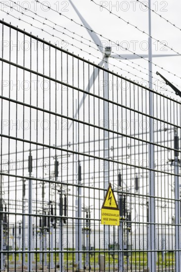 Tennet transformer station for energy transport in Eemshaven, 17/05/2024. Wind power to electricity