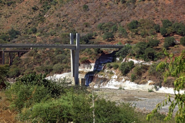 Landscape in the Choke Mountains, bridge over the Blue Nile, Ethiopia, Africa