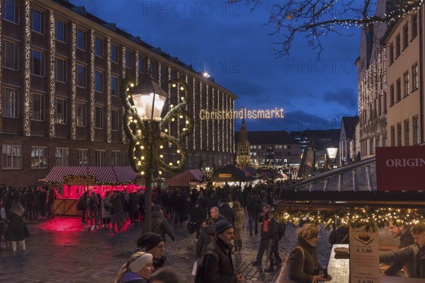 Christkindlesmarkt at the new town hall, Nuremberg, Central Franconia, Bavaria, Germany, Europe