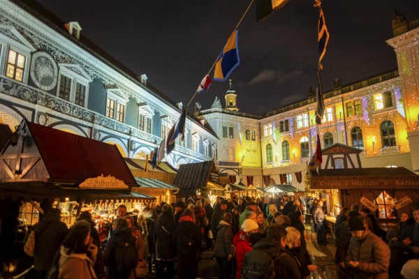 Historic Christmas Market in the Stable Courtyard of the Royal Palace, Dresden, Saxony, Germany,