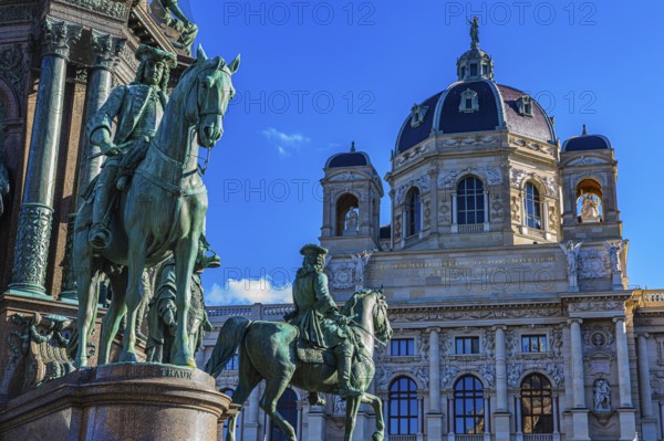 Equestrian statues at the Maria-Theresien monument, behind the Natural History Museum,