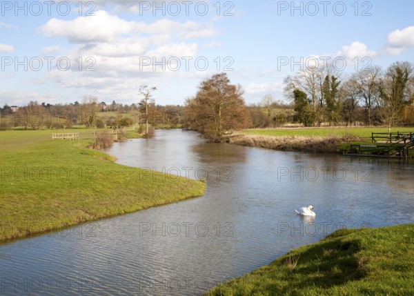 A tributary joining the River Stour at a confluence of waters at Dedham, Essex, England, United