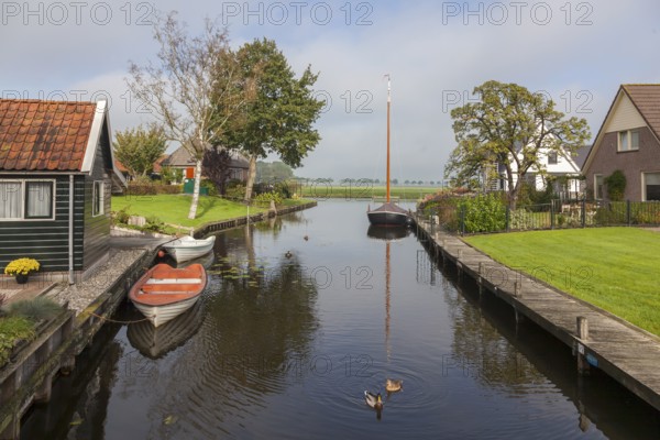 Canal with boats, Blokzijl, Province of Overijssel, Netherlands