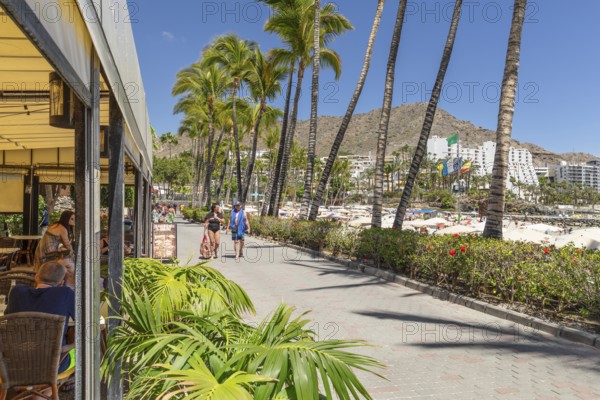 Promenade on the beach of Anfi del Mar, Playa de la Verga, Arguineguin, Gran Canaria, Canary