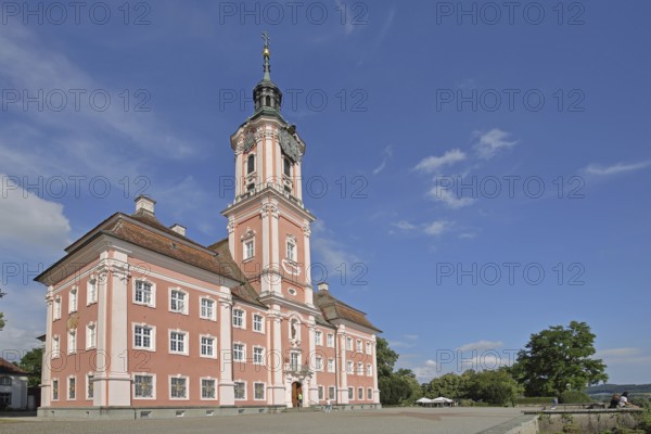 Baroque basilica, pilgrimage church, view of lake, Birnau, Uhldingen-Mühlhofen, Obersee, Lake