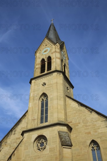 Castle church from 1854, architecture, sacred building, church, church tower, clock, Hochberg
