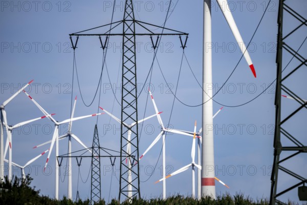 Wind farm near Bad Wünnenberg, North Rhine-Westphalia, Germany, Europe