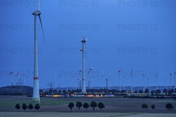 Wind farm, south of the village of Helmern, part of Bad Wünnenberg, Paderborn district, A44