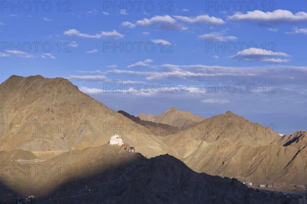 The Namgyal Tsemo Gompa monastery on Tsenmo Hill, a viewpoint over Leh, Ladakh, Jammu and Kashmir,