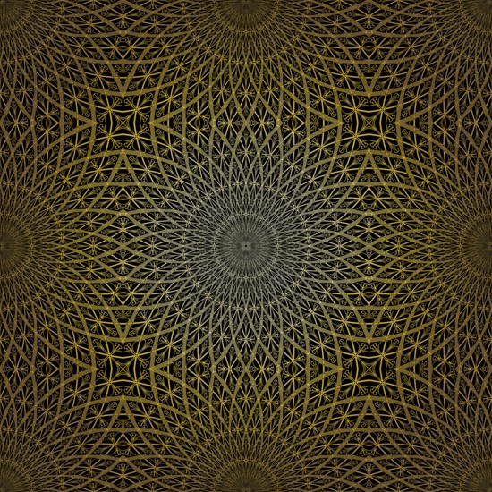 Geometric gold lace seamless pattern. Arabic tile lattice vector background.