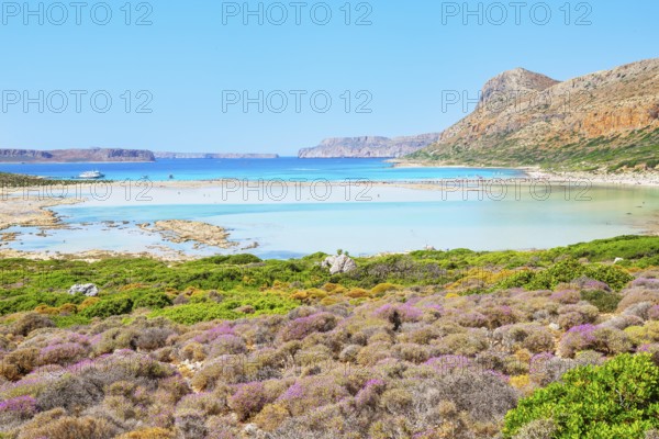 View of Balos bay, Gramvousa Peninsula, Chania, Crete, Greece, Europe