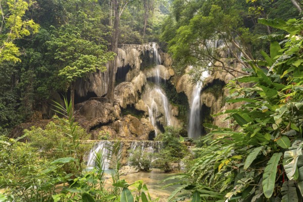 The multi-levelled Kuang Si waterfall near Luang Prabang, Laos, Asia