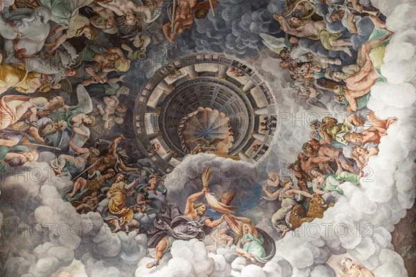 Ceiling fresco, Palazzo Te, Mantua, Italy, Europe
