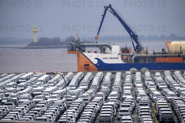 Parking space for import vehicles, hundreds of Hyundai Ioniq, electric cars, waiting for onward