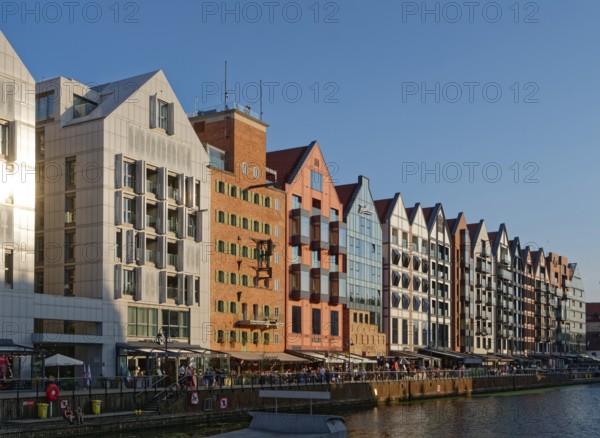 The harbour district on the Motlawa, Motlawa, in the city centre of Gdansk. Gdansk, Pomerania,